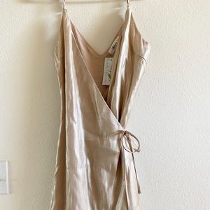 Champagne colored wrap dress
